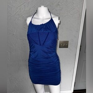 Princess Polly Vibrant Blue Ruched Mini Dress-NWT-Size 2
